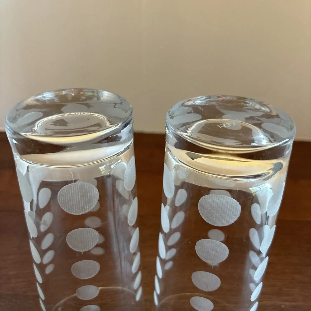 2 Mikasa Cheers Highball Tumbler Tom Collins‎ Glasses Etched 7.25 Dots / Bubbles